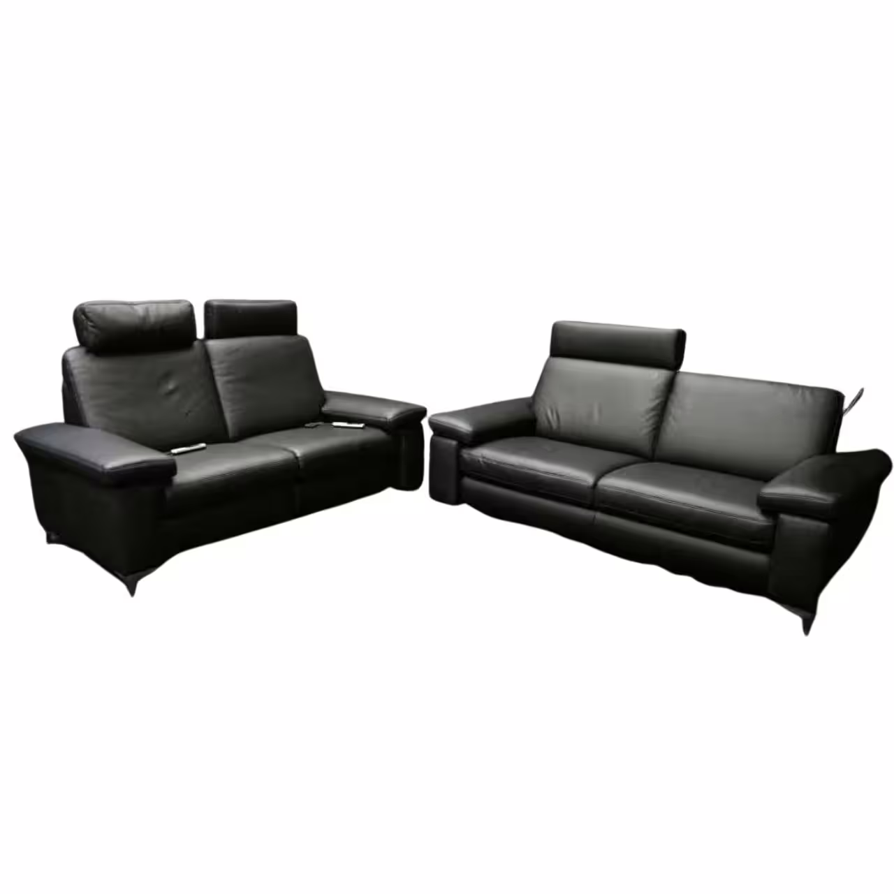 Expressversand Garnitur Charly Leder Dolcia Schwarz 58-944 mit Elektrischer Relaxfunktion